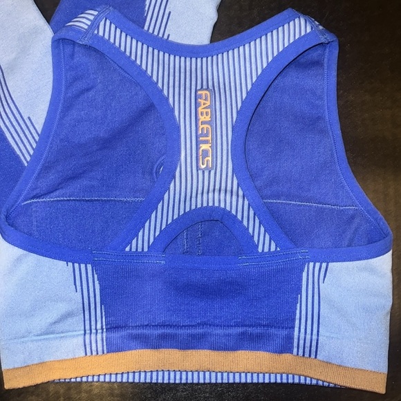 NWOT Women’s Fabletics Blue and Orange Activewear Set - Picture 4 of 9